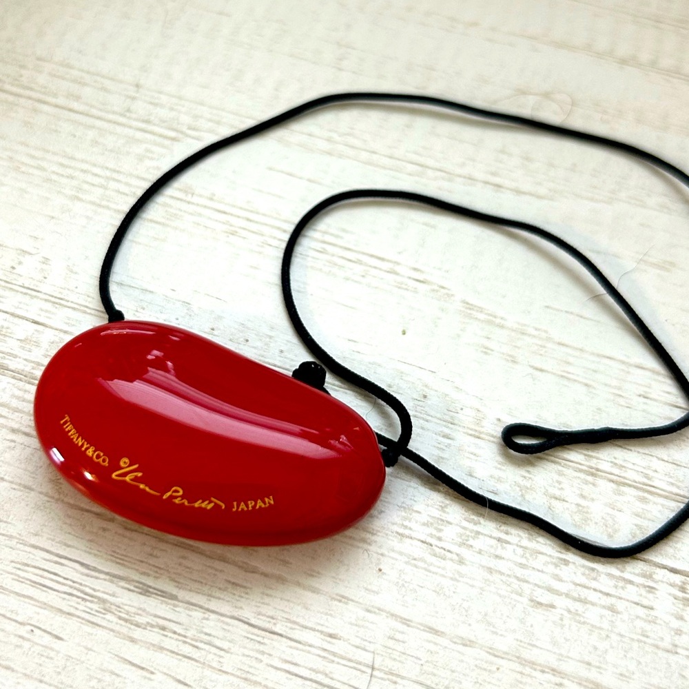 Tiffany & Co. Red Bean Pendant Necklace by Elsa Peretti